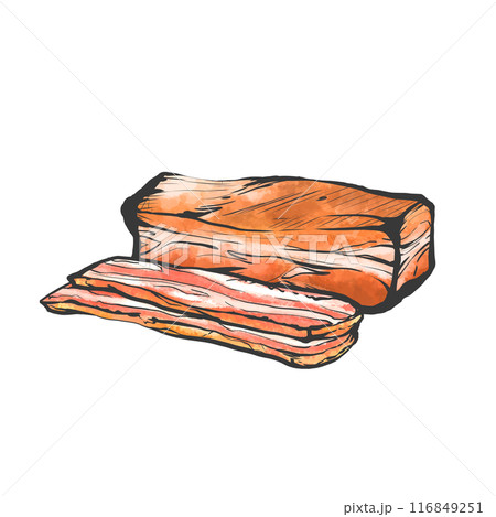 ブロックベーコンの手書き筆絵風イラスト 116849251