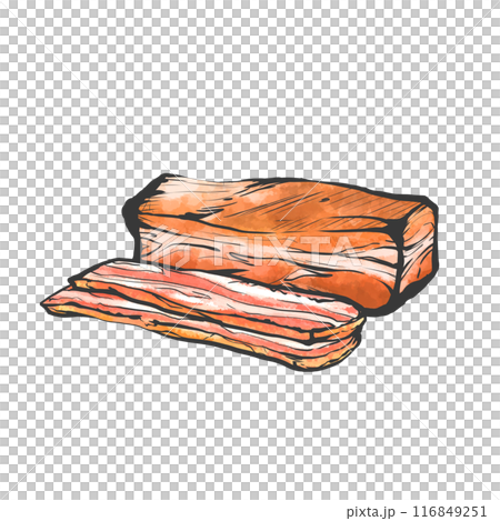 ブロックベーコンの手書き筆絵風イラスト 116849251