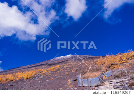 【静岡県】富士山五合目・富士宮登山口から見上げる山頂 116849267