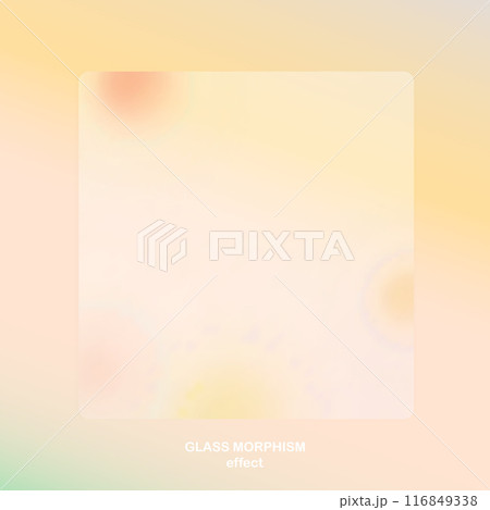 Modern background with glass morphism vector effect. Transparent glass card design. Glassmorphism trend style. Abstract banner with colored, white circles with blur and shadows. Vector illustration Modern background with glass morphism vector effect. Transparent glass card design. Glassmorphism trend style. Abstract banner with colored, white circles with blur and shadows. Vector illustration 116849338