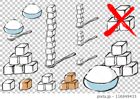 筆タッチの角砂糖のイラストセット 116849433
