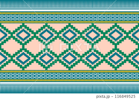Abstract geometric ethnic seamless pattern. Geometric ethnic pattern fabric style. Geometric ethnic pattern design for clothing, textile, wrapping, background, wallpaper, carpet, embroidery 116849525