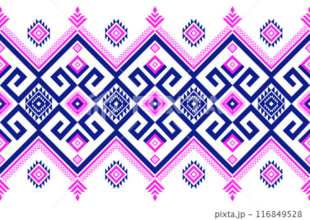 Abstract geometric ethnic seamless pattern. Geometric ethnic pattern fabric style. Geometric ethnic pattern design for clothing, textile, wrapping, background, wallpaper, carpet, embroidery Abstract geometric ethnic seamless pattern. Geometric ethnic pattern fabric style. Geometric ethnic pattern design for clothing, textile, wrapping, background, wallpaper, carpet, embroidery 116849528
