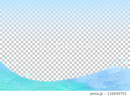 水彩波浪和天空的美麗框架 116849701