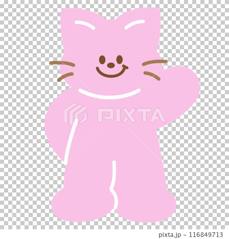 Illustration of pastel pink cat for cartoon character, comic, mascot, animal, pet, vet, adopt and rescue pet, cute patches, plush toy, doll, brooch, kitten sticker, invitation, greeting card, standee 116849713