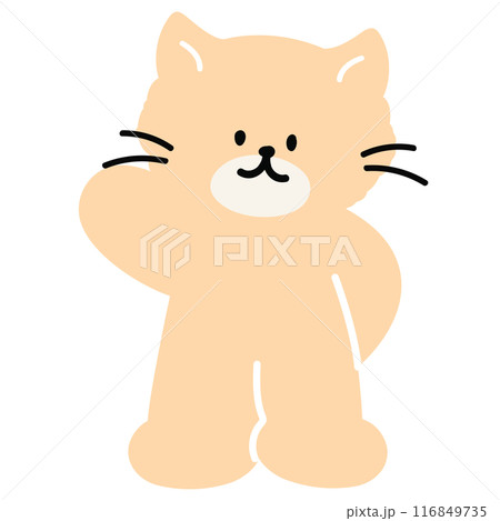 Illustration of pastel brown cat for cartoon character, comic, mascot, animal, pet, vet, adopt and rescue pet, cute patches, plush toy, doll, brooch, kitten sticker, invitation, greeting card, standee 116849735