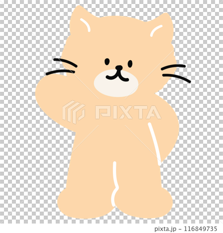 Illustration of pastel brown cat for cartoon character, comic, mascot, animal, pet, vet, adopt and rescue pet, cute patches, plush toy, doll, brooch, kitten sticker, invitation, greeting card, standee 116849735