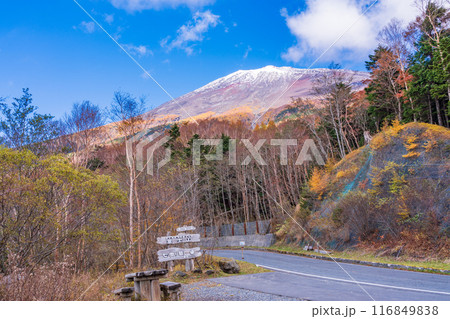 （静岡県）富士山スカイライン七曲り駐車場から見上げる富士山頂 116849838