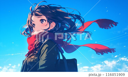 空を見上げる女子高生　AI生成画像 116851909