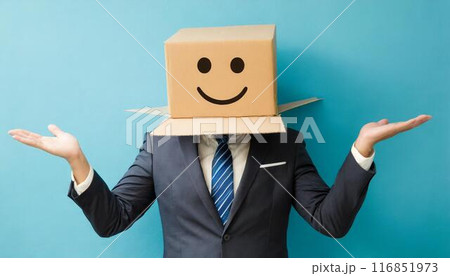 ダンボール箱をかぶったビジネスマン　顔を出したくない 116851973