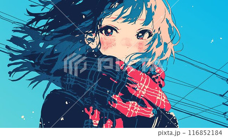 空を見上げる女子高生　AI生成画像 116852184