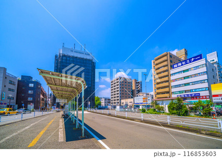 日本の横浜都市景観　7月。横浜市保土ケ谷区にある保土ケ谷駅（西口）の駅前などを望む＝22日 116853603
