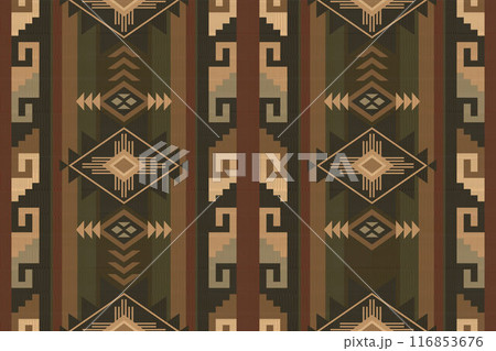 Navajo tribal vector seamless pattern. Native American ornament. Ethnic South Western decor style. Boho geometric ornament. Vector seamless pattern. Mexican blanket, rug. Woven carpet illustration. Navajo tribal vector seamless pattern. Native American ornament. Ethnic South Western decor style. Boho geometric ornament. Vector seamless pattern. Mexican blanket, rug. Woven carpet illustration. 116853676