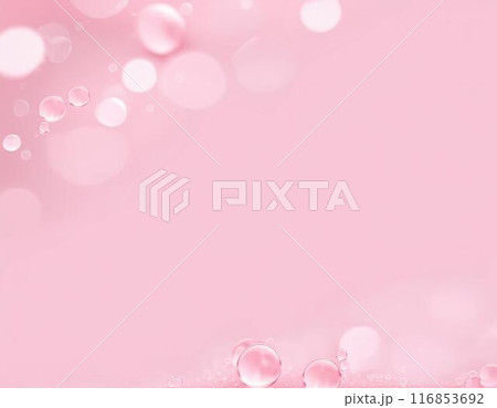 透明な水滴が浮かぶピンク背景 潤いジェル スキンケアコスメ素材 透明な水滴が浮かぶピンク背景 潤いジェル スキンケアコスメ素材 116853692
