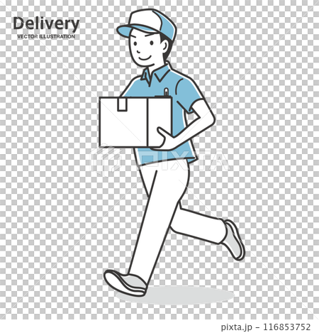 A male delivery man delivering at a trot A male delivery man delivering at a trot 116853752