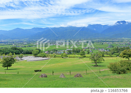 夏の安曇野 田園と北アルプス 夏の安曇野 田園と北アルプス 116853766