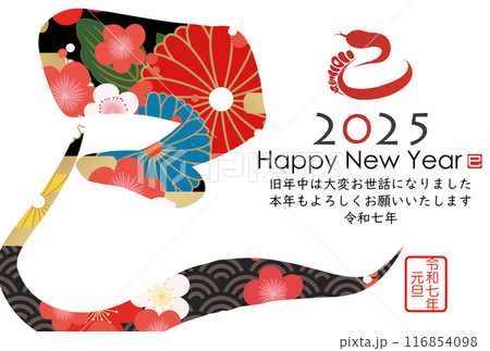 巳文字年賀状（年賀状筆文字素材） 116854098