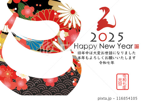 巳文字年賀状（年賀状筆文字素材） 116854105