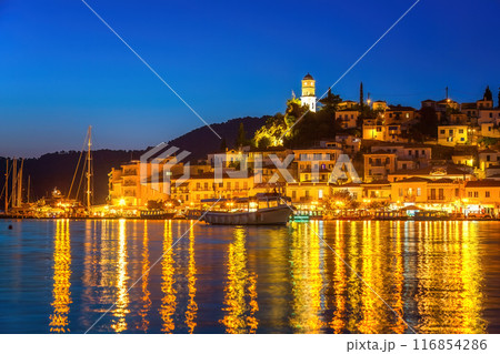 Greek island Poros at night 116854286