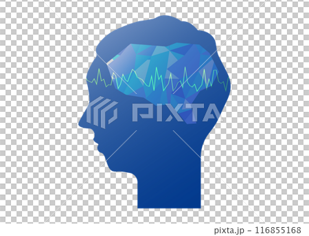 脳・脳波・AI・人工知能のイメージのイラスト 脳・脳波・AI・人工知能のイメージのイラスト 116855168