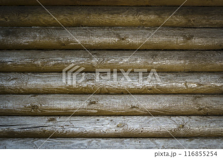 Wooden rustic old background. Old wooden dark desk wall with nature vintage texture surface  116855254