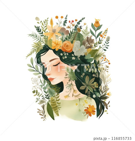 A mystical green dryad woman. A fabulous mythical nymph 116855733