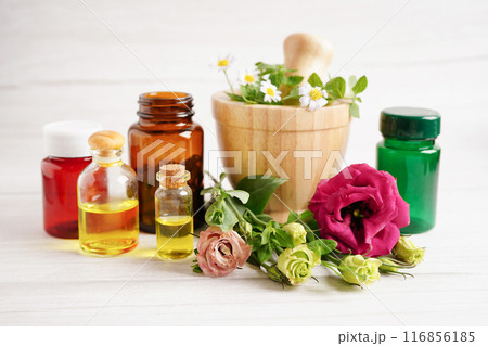 Alternative medicine herbal organic capsule with vitamin E omega 3 fish oil, mineral, drug with herbs leaf natural supplements for healthy good life. 116856185