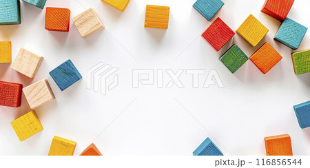 Multicolored cubes scattered everywhere on a...のイラスト素材 [116856544] - PIXTA