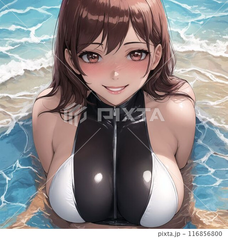 水着の金髪巨乳美女 116856800