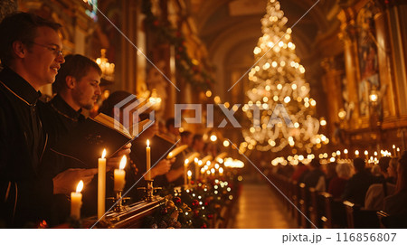 Christmas service in church, choir singing 116856807