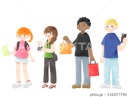 ポップな外国人など観光客の人々 ポップな外国人など観光客の人々 116857790