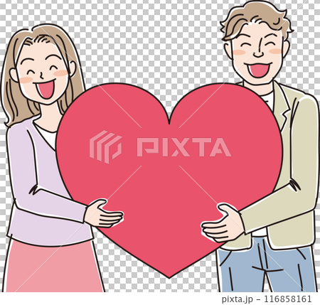 人物插畫_心心微笑的人_小情侶_20多歲、30多歲的情侶_無茬版 人物插畫_心心微笑的人_小情侶_20多歲、30多歲的情侶_無茬版 116858161