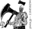Dead man zombie with axe in white background 116858294