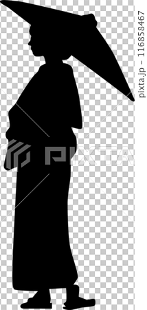Silhouette of a woman in Japanese clothes 116858467