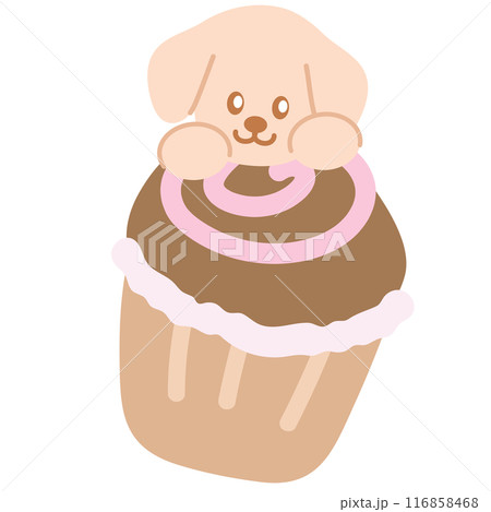 Cupcake with puppy for dog food, sweet dessert, cafe, restaurant, menu, recipe, baking, sticker, cartoon character, mascot, plush toy, doll, brunch, birthday party, card, ads, print, pet shop Cupcake with puppy for dog food, sweet dessert, cafe, restaurant, menu, recipe, baking, sticker, cartoon character, mascot, plush toy, doll, brunch, birthday party, card, ads, print, pet shop 116858468