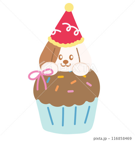 Cupcake with puppy for dog food, sweet dessert, cafe, restaurant, menu, recipe, baking, sticker, cartoon character, mascot, plush toy, doll, brunch, birthday party, card, ads, print, pet shop Cupcake with puppy for dog food, sweet dessert, cafe, restaurant, menu, recipe, baking, sticker, cartoon character, mascot, plush toy, doll, brunch, birthday party, card, ads, print, pet shop 116858469
