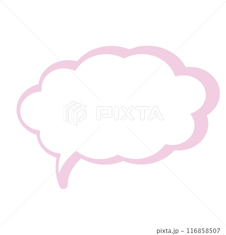 Pastel text bubbles, pink outline for cartoon, comic, marketing, communications, sticker, decoration, social media, print, template, manga, messages, card, chat, png, transparent background 116858507