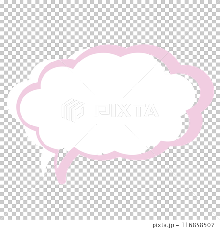 Pastel text bubbles, pink outline for cartoon, comic, marketing, communications, sticker, decoration, social media, print, template, manga, messages, card, chat, png, transparent background 116858507