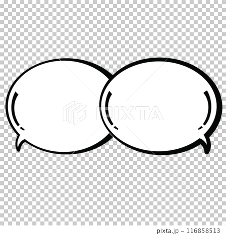 Text bubbles, black outline for cartoon, comic, marketing, communications, sticker, decoration, social media, print, template, manga, messages, card, chat, png, transparent background 116858513