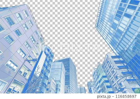 下から見上げたビルの街アニメ風2 116858697