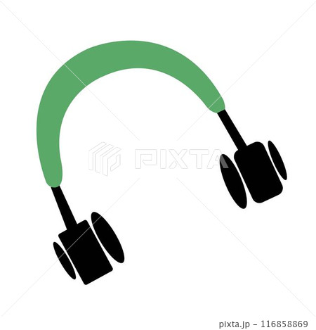 minimalist green and black headphones design isolated illustration 116858869