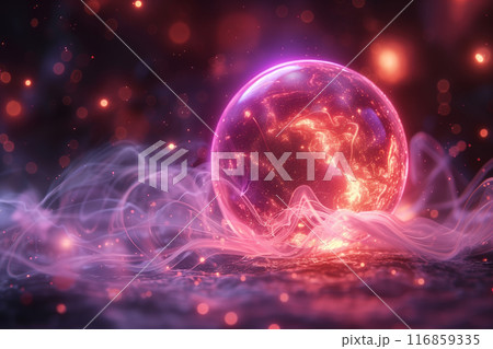 Energy sphere on a digital background 116859335