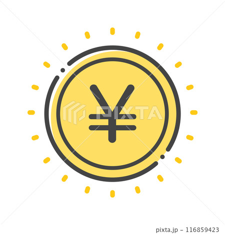 ¥のマークとキラキラ光っているお金のアイコン- 日本の円や中国の元のイメージ ¥のマークとキラキラ光っているお金のアイコン- 日本の円や中国の元のイメージ 116859423