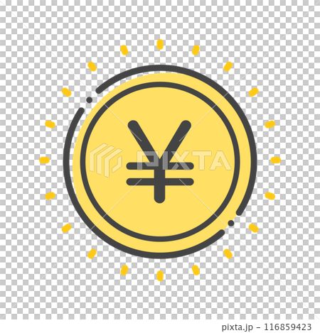 ¥ 標記和閃閃發光的金錢圖示 — 日元或人民幣的圖像 ¥ 標記和閃閃發光的金錢圖示 — 日元或人民幣的圖像 116859423