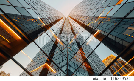 Modern Glass Skyscraper from Low Angle 116859580