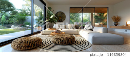 Luxurious Living Room with Garden View Luxurious Living Room with Garden View 116859804