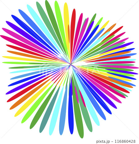 Colorful radial, radiating lines. Abstract circular, concentric and radial burst element Colorful radial, radiating lines. Abstract circular, concentric and radial burst element 116860428