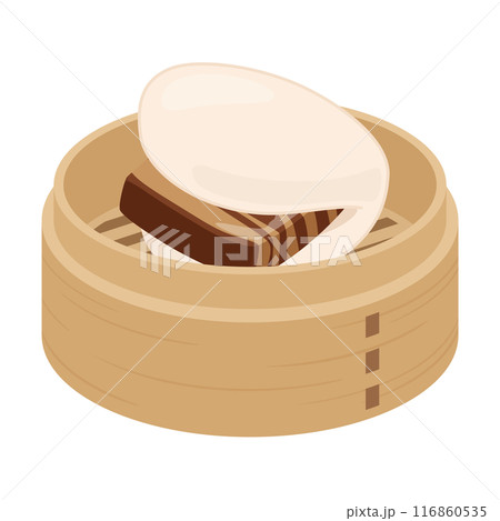 せいろに入った角煮まんのイラスト せいろに入った角煮まんのイラスト 116860535