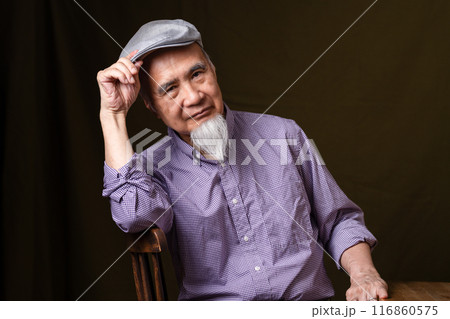 シニアライフを謳歌する白いあごヒゲのあるシニア男性60-70代 116860575