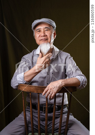 シニアライフを謳歌する白いあごヒゲのあるシニア男性60-70代 シニアライフを謳歌する白いあごヒゲのあるシニア男性60-70代 116860599